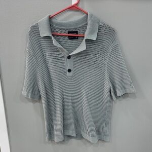 Abercrombie & Fitch Seafoam Green Knit Polo Sweater
